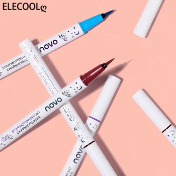 ELECOOL 8 Renkler Göz Makyaj Su Geçirmez Neon Renkli Sıvı Eyeliner Kalem Makyaj Kozmetik Uzun ömürlü Siyah Göz Kalemi kalem