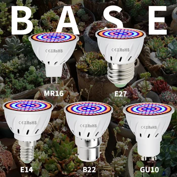 GU10 LED Bitki Ampul E14 büyümek ışık E27 220V tam spektrumlu LED MR16 Büyüyen Fito Lamba B22 Phytolamp büyüyen iç mekan çadırı Hidroponik