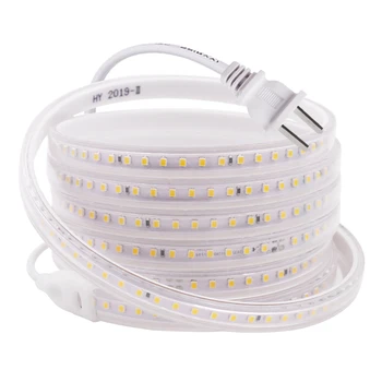 220V 110V LED şerit ışık 2835 SMD 120LEDs / m Su Geçirmez esnek LED Şerit ışıklı bant AB ABD birleşik krallık Fiş Ev Dekorasyon Dize Lambası