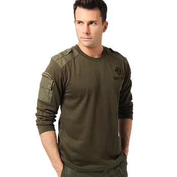 Erkek Uzun Kollu Taktik T-Shirt Bahar Sonbahar Açık Spor Yürüyüş Pamuk Nefes T Gömlek Savaş Eğitimi Askeri Tops