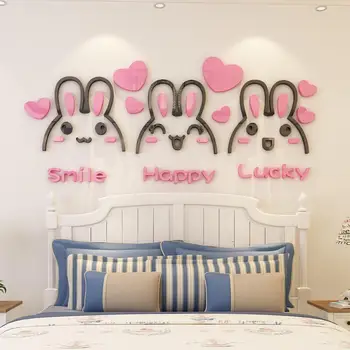 3d akrilik duvar çıkartmaları yatak odası dekorasyon arka plan duvar karikatür kendinden yapışkanlı boyama posteri