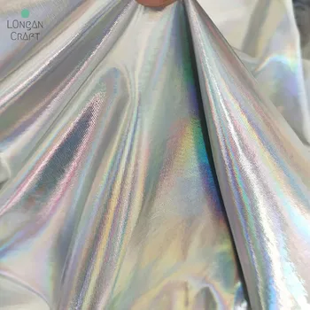 Yanardöner Spandex Lazer Kumaş Streç Gümüş Bronzlaşmaya Kumaş DIY Sahne Cosplay kostüm Kumaş