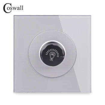 COSWALL Dimmer Regülatörü Sadece Akkor lamba Için Kristal Cam Panel duvar ışık anahtarı 15 ~ 500 W AC 220 V R11 Serisi Gri Renk