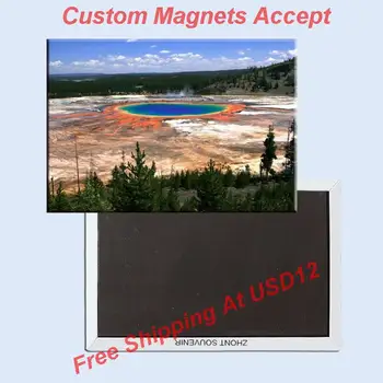 ABD Seyahat Mıknatıslar Hatıra, Wyoming Renkli Yellowstone Milli Parkı Dikdörtgen Metal Buzdolabı Mıknatısı 5485 Turizm Hatıra