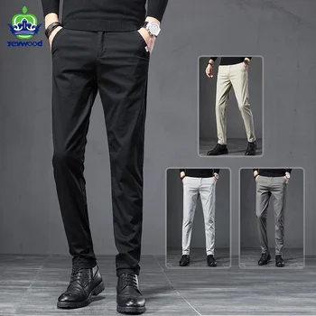 Marka yüksek kaliteli yay Yaz Pamuk Streç erkek Klasik Resmi Pantolon İş Haki Gri Pantolon Erkek Artı Boyutu 28-38