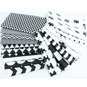 Syunss Pamuklu Patchwork Kumaş DIY Dikiş El Sanatları Kapitone Doku çocuk yatağı Tekstil Tilda Bebek Bezi Siyah Beyaz Tarzı