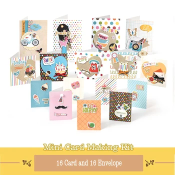 DIY Kart Kiti 16 Mini Kart Yapımı Hediye Paketi Çocuk Günü Çocuklar İçin Kart Craft Mini Kartlar