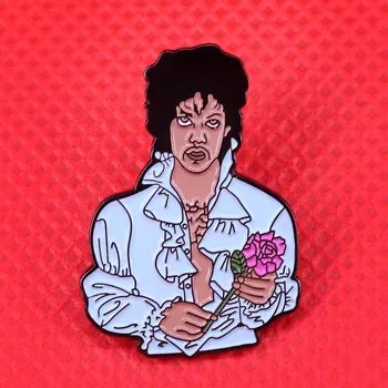 Prens emaye pin beyefendi mavi gömlek çiçek broş sanat müzikal rozeti rock & roll takı kadın ceket aksesuar hediye onun için