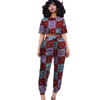 Afrika Moda Kadın Pantolon Setleri Sokak Stili Ankara Baskı Diafram Barikat Üstleri Yama koşucu pantolonu bayan Ankara Kıyafetler