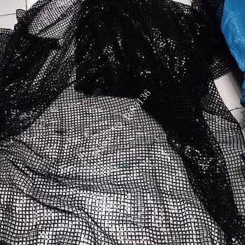 Siyah örgü nakış ve payetler Afrika sıcak siyah sequins yüksek kalite düğün akşam elbise kumaşları