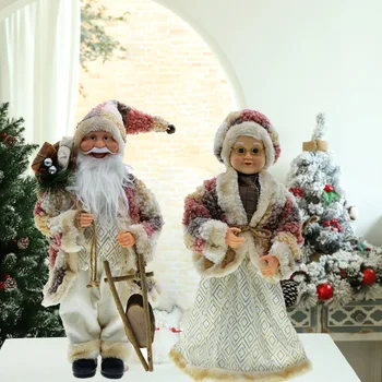 Noel Süslemeleri Büyük Boy Noel Baba Bebek peluş oyuncak Noel Köy Figürleri noel hediyesi Çocuk için Kırmızı Noel Ağacı Süsleme