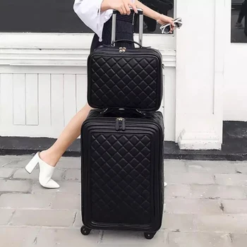 Moda PU deri haddeleme bagaj seti çanta kadın erkek seyahat bavul çanta lüks marka arabası bagaj 16/20 / 24 inç