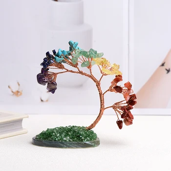 Doğal Kristal Fengshui Ağacı Ametist Gül Kuvars Mineral Servet ağaç dekor Ev Renkli Ağaç Doğal Kristal DecorationGift