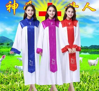 Hıristiyan Kilisesi Korosu Elbise Kadın Hıristiyan Şarkı İsa Sınıf Hizmet Giyim Düğün İlahi Kutsal Giysiler Rahibe Kostüm Elbise Robe