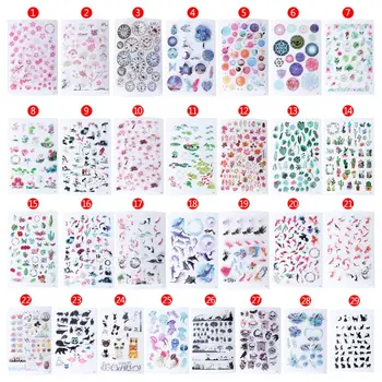 UV Epoksi Reçine El Sanatları Dolgu Sticker Çiçek Renkli Saydam Kristal Hayvan Manzara Takı DIY Dolgu telefon kılıfı Dekor