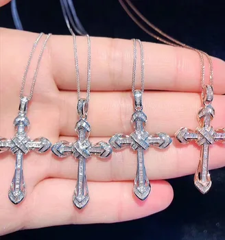 Klasik İnanç Çapraz Kolye Kolye Kristal Kolye Zirkon Kazak Zinciri Zarif Bayanlar Takı 925 Gümüş Aksesuarlar