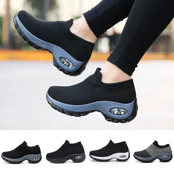 Nefes Kadınlar Açık Rahat spor ayakkabılar Büyük Boy Platformu Sneakers Loafer'lar Üzerinde Kayma Rahat Yükseklik Artış Salıncak Ayakkabı