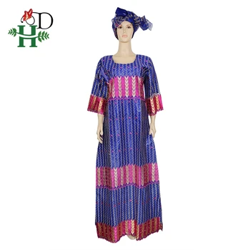 H & D boncuklu ankara elbiseler kadınlar için dashiki bazin riche maxi elbise dantel elbiseler ile kafa wrap elbise africaine femme büyük taille