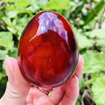 Doğal Renkli Kırmızı Akik Yumurta Cilalı Kuvars Kristal Şifa taşları