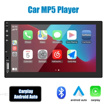 MP5 Carplay TF USB Eller Serbest Bluetooth Dokunmatik Ekran FM Alıcı Multimedya Oynatıcı 7 İnç Ayna Bağlantı Araba Radyo 2 Din