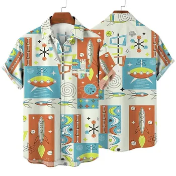 2022 havai gömleği Man3d Baskı Erkek Giysileri erkek gömleği Yaz Rahat Moda Kısa Kollu Üst Nefes Rahat Moda Gömlek