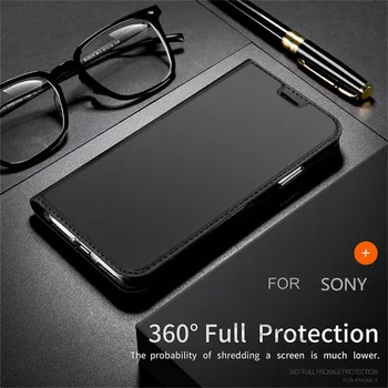 Sony Xperia için XZ XZ1 XZ2 XZ3 XA1 Artı Ultra Premium 1 IV 5 10 Ⅱ ııı PU Deri Manyetik Kapak Koruyucu Cüzdan Kılıf Kapak