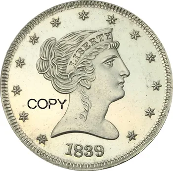 Amerika Birleşik Devletleri 1839 P50C Geriye Kafa Yarım Dolar Pirinç Kaplama Gümüş Kopya Paraları