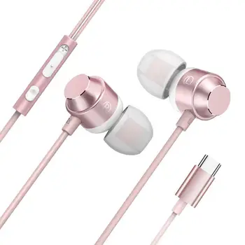 Kulak Kablolu kumanda Stereo Tip - C Kulaklık kulaklık Spor mikrofonlu kulaklık Cep telefonu için