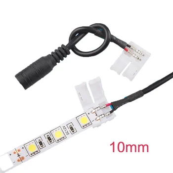 10 ADET 2PİN 8mm 10mm LED Şerit Konektörü 5. 5x2. 1mm Ücretsiz Kaynak Konnektörü jak kablosu Teller