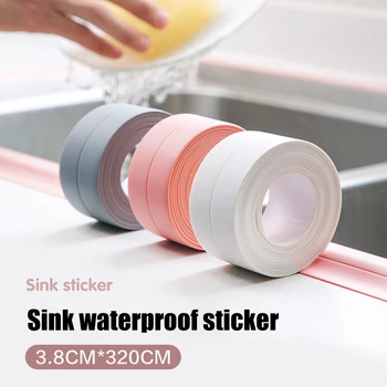 Mutfak Lavabo Sticker Su Geçirmez Anti-kalıp Bant Banyo Lavabo Banyo Mühürleyen Kendinden Yapışkanlı sızdırmazlık bandı Duvar Sticker Sızdırmazlık Şeridi