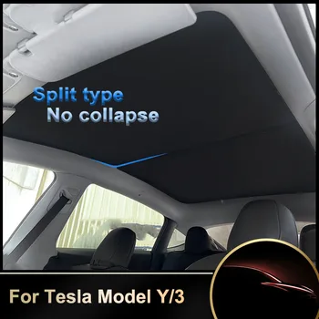Tesla Modeli Y 2022 Sunroof Cam Çatı Penceresi gölgelik file Yükseltme Split Tip Güneş Tonları Cam Çatı Güneşlik UV-stop