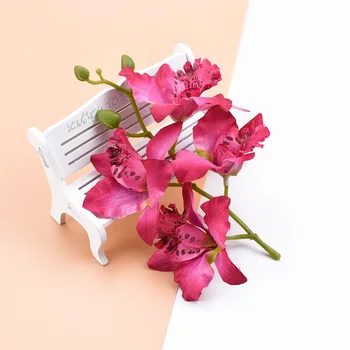 4 Kafaları / paket Tay Orkide Düğün Dekoratif Çelenkler Scrapbooking Ev Dekorasyon Aksesuarları Yapay Çiçekler Ucuz