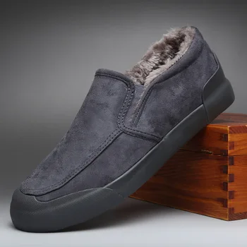 Yüksek Kaliteli gündelik erkek ayakkabısı Siyah loafer'lar Sürüş Sneakers Adam Moda Düz Açık Kış sıcak kürk Ayakkabı y89