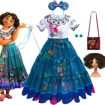 Kızlar Encanto Charm Elbiseler Karnaval Yaz Yeni Çocuk Prenses Mirabel Elbise Doğum Günü Partisi Rol Oynamak Kostüm Çocuklar Balo Abiye