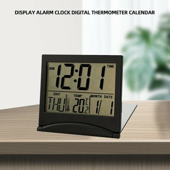 Katlanır LCD dijital alarmlı saat Saat Masası Masa Hava İstasyonu Masası Sıcaklık Seyahat Elektronik Mini Saat