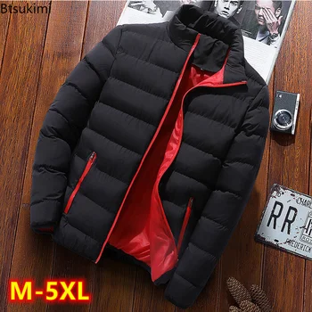 Yeni erkek Kalın Sıcak Parka Ceketler Sonbahar Kış Rahat erkek Dış Giyim Palto Katı Erkek Rüzgarlık Pamuk Yastıklı Aşağı Ceket M-5XL