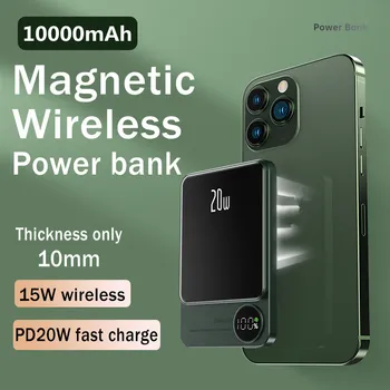10000mAh Manyetik Güç Bankası PD20 Hızlı Şarj 15W Kablosuz Şarj Powerbank Xiaomi Samsung iPhone için harici pil şarj cihazı