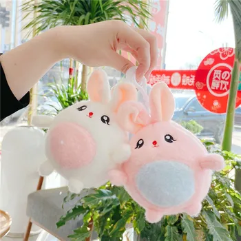14cm Şişman Tavşan Sevimli Anahtarlık Aksesuarları Sırt Çantaları için Peluş Kawaii Anahtarlık Kızlar için Anime peluş Takılar Ücretsiz Kargo