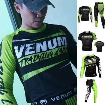 MMA Venom Tayt Uzun Kollu Üstleri Spor Egzersiz Gömlek Elbise Mücadele Boks Eğitim Kıyafetleri Kıyafet