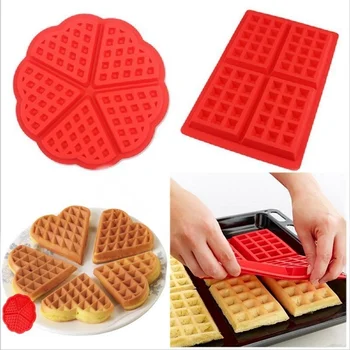 Yüksek sıcaklık Kalp Şekli Silikon Waffle Kalıp DIY Kare Pişirme Kalıp Kafes Bakeware Araçları Mutfak Ev Waffle Kalıp