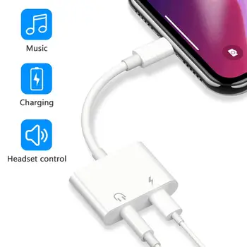 2 İn 1 Ses Adaptörü Şarj Kulaklık Kablosu iPhone 11 12 Pro Max xXS Aux Jack Kulaklık Aydınlatma 3.5 mm Kulaklık Splitter