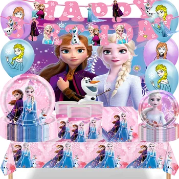 Disney Dondurulmuş Prenses Elsa Balonlar Afiş Doğum Günü Partisi Çatal Bebek Duş Parti Favor çocuk Dekorasyon Hediyeler Kızlar