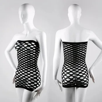Yeni Seksi Kadın Net Etek Tüm Vücut Hollow Out Fishnet Esneklik Mini Elbise Iç Çamaşırı Artı Boyutu Kıyafeti