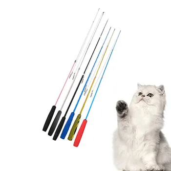 Interaktif Kedi Teaser Değnek Pet Üç bölüm Teleskopik Komik Kedi Sopa siyah saplı fırça Toz Sopa Pet Eğitim Oyuncak Yavru S