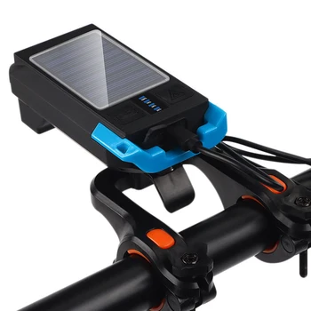 Güneş Enerjili USB şarj edilebilir led lamba bisiklet ön ışık 120dB Çan boynuz su geçirmez 3000mAh taşınabilir bisiklet parçası
