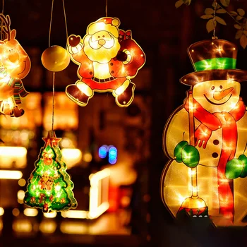 LED enayi ışık noel dekorasyon ışık Noel baba kardan adam şekilli ışıklar pencere noel ağacı dekorasyon küçük ışıklar