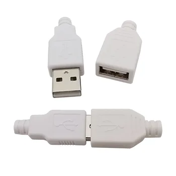 5 Adet Beyaz USB 2.0 Tip A Erkek Dişi 4 Pin Kaynak Konnektörü Tip A USB Priz DIY Montaj Adaptörü Veri Bağlantısı İçin