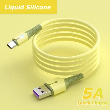 5A Süper Hızlı Şarj Sıvı Silikon Kablo mikro USB C Tipi Kablo Samsung Huawei Xiaomi için Bir Artı Şarj Kablosu Veri Kablosu