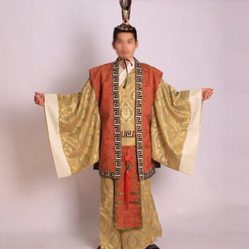 Antik Çin Kral cosplay Kostüm Hanfu Geleneksel İmparator takım elbise parti Dans Kostümleri Hmong Elbise