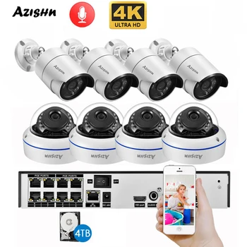 AZİSHN 4K Ultra HD KAMERA H. 265 POE SSL Güvenlik Sistemi Açık Kapalı IP Kamera Set Ses Video Kaydı CCTV Kamera P2P Seti 
